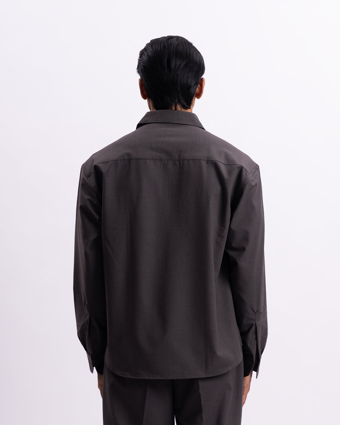 Easy Iron Relaxed Cropped Shirt In Brown