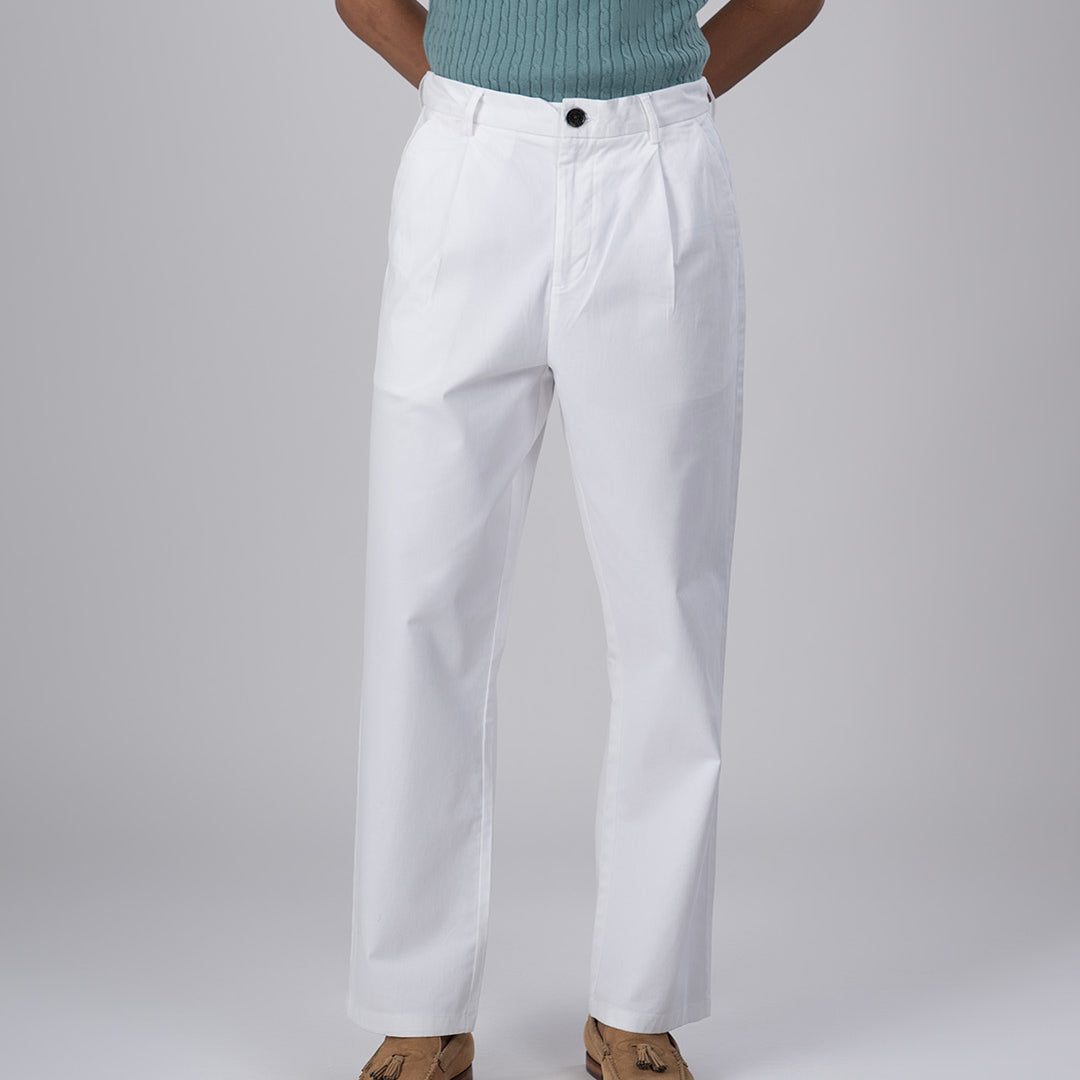 Premium Signature Relaxed Chinos In White