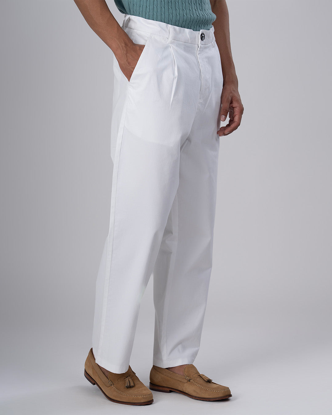 Premium Signature Relaxed Chinos In White