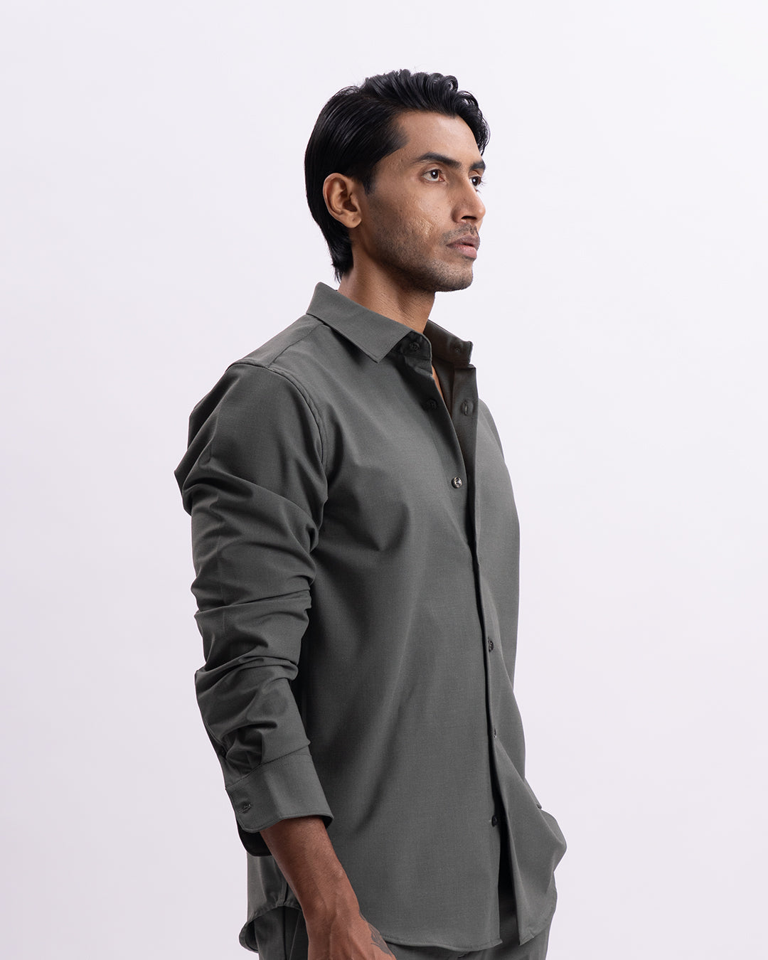 Easy Iron All Season Tailored Shirt In Olive