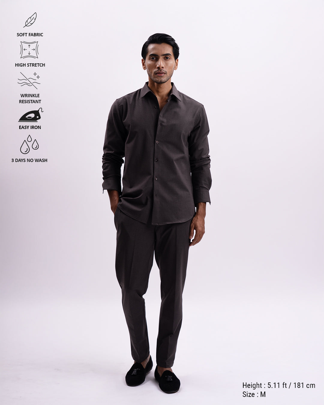 Easy Iron All Season Tailored Shirt In Brown