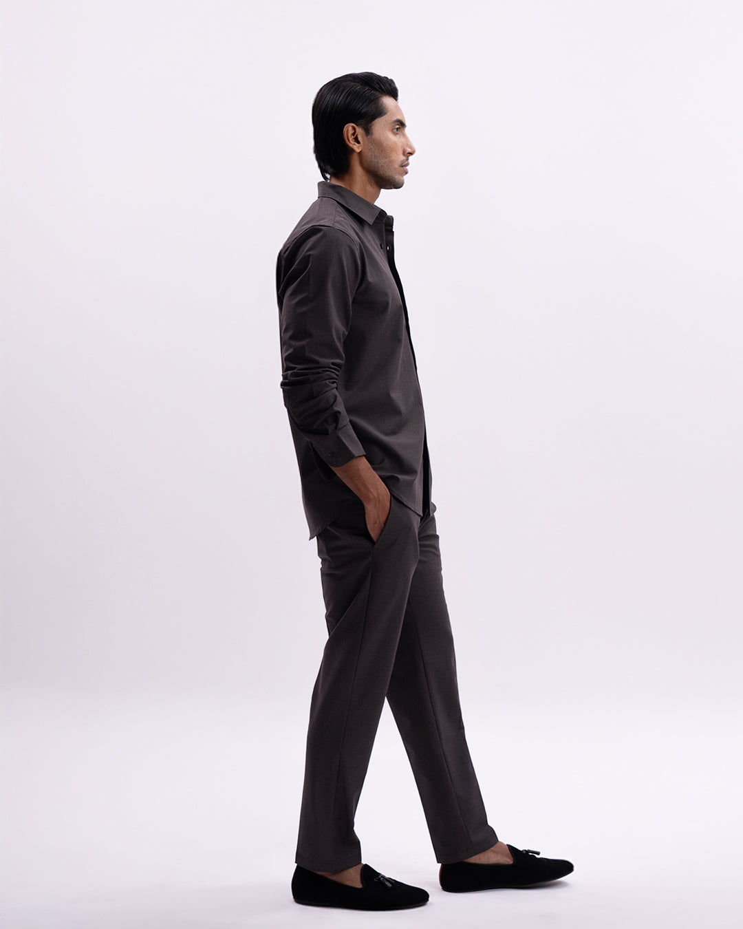 Easy Iron All Season Tailored Shirt In Brown