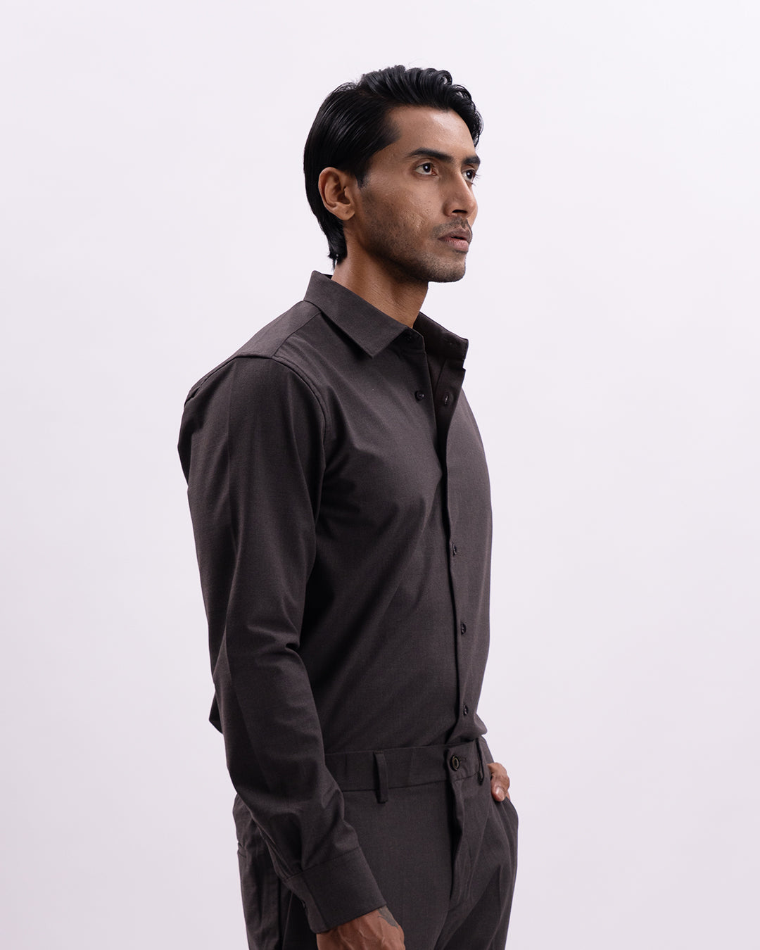 Easy Iron All Season Tailored Shirt In Brown