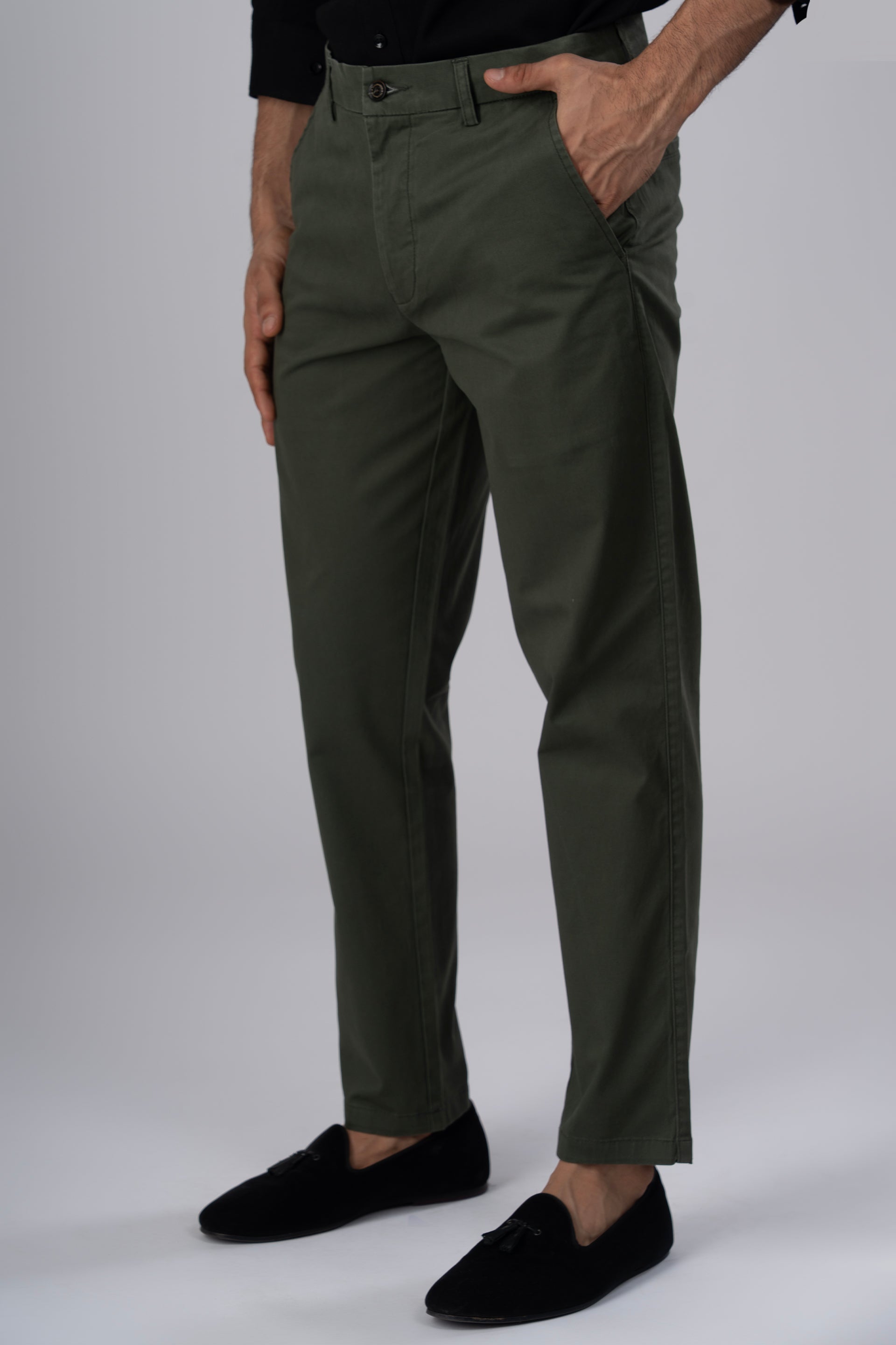 Premium Signature Tailored Chinos In Olive