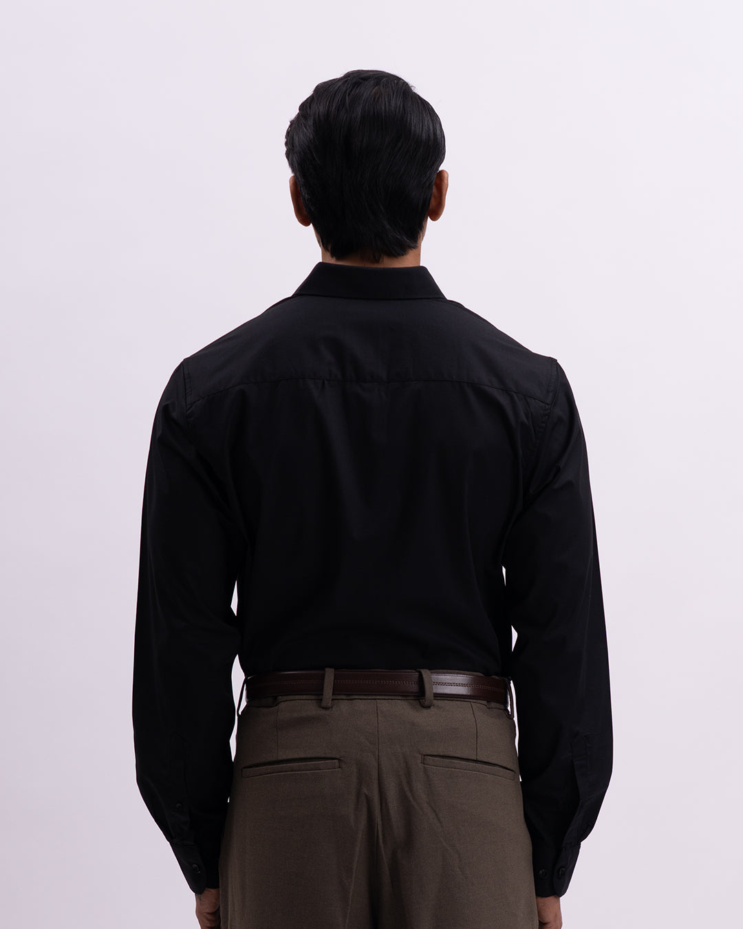Easy Iron Bamboo Tailored Shirt In Black