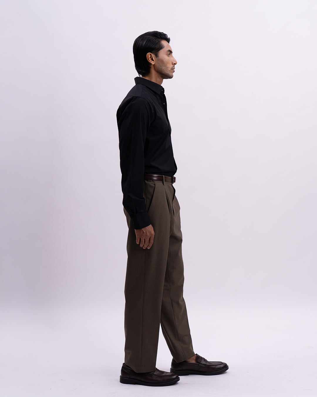 Easy Iron Bamboo Tailored Shirt In Black