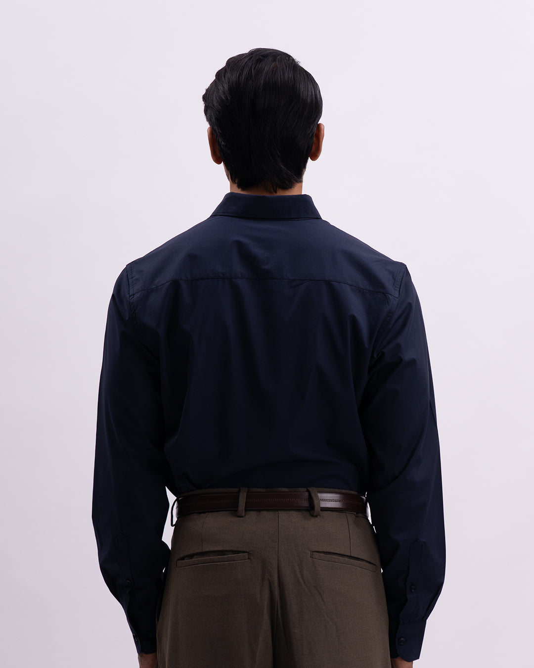 Easy Iron Bamboo Tailored Shirt In Navy