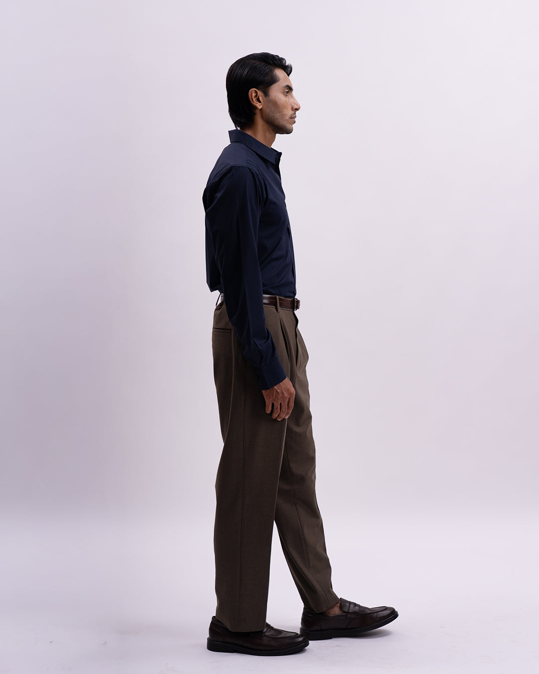 Easy Iron Bamboo Tailored Shirt In Navy