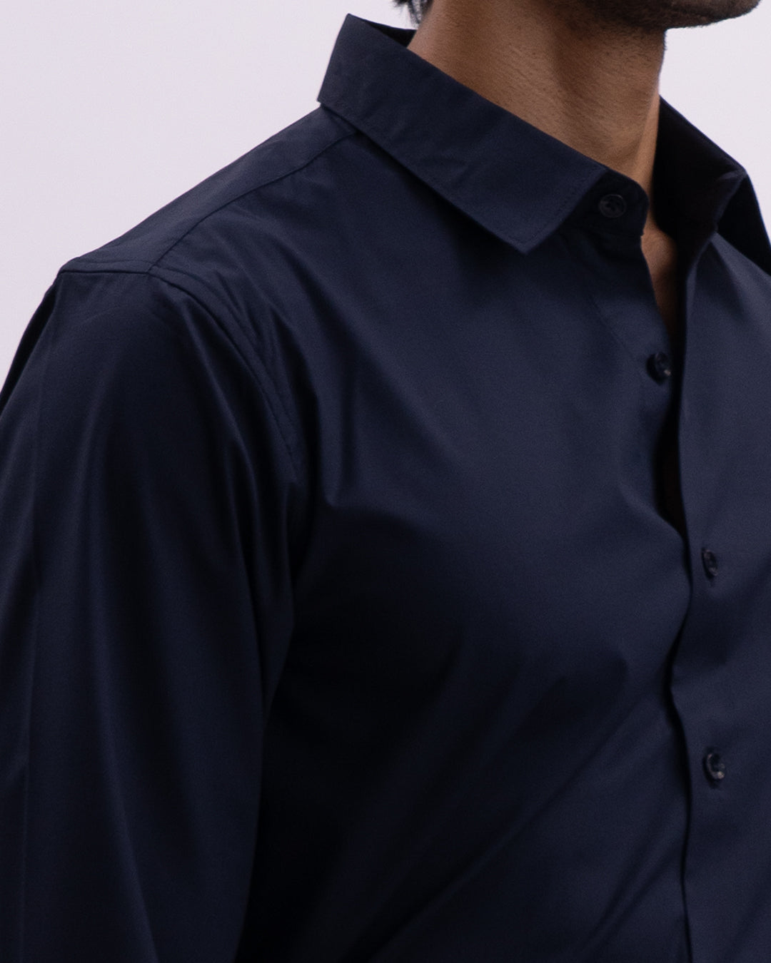 Easy Iron Bamboo Tailored Shirt In Navy