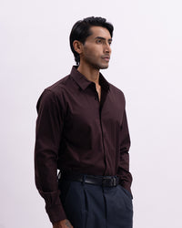 Easy Iron Bamboo Tailored Shirt In Brown