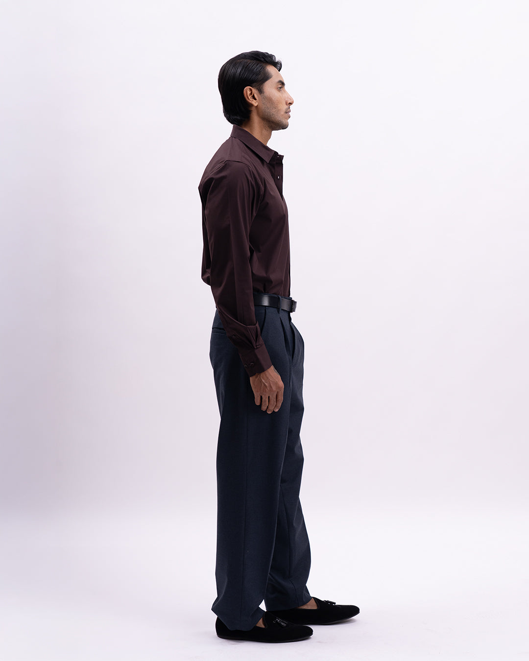 Easy Iron Bamboo Tailored Shirt In Brown