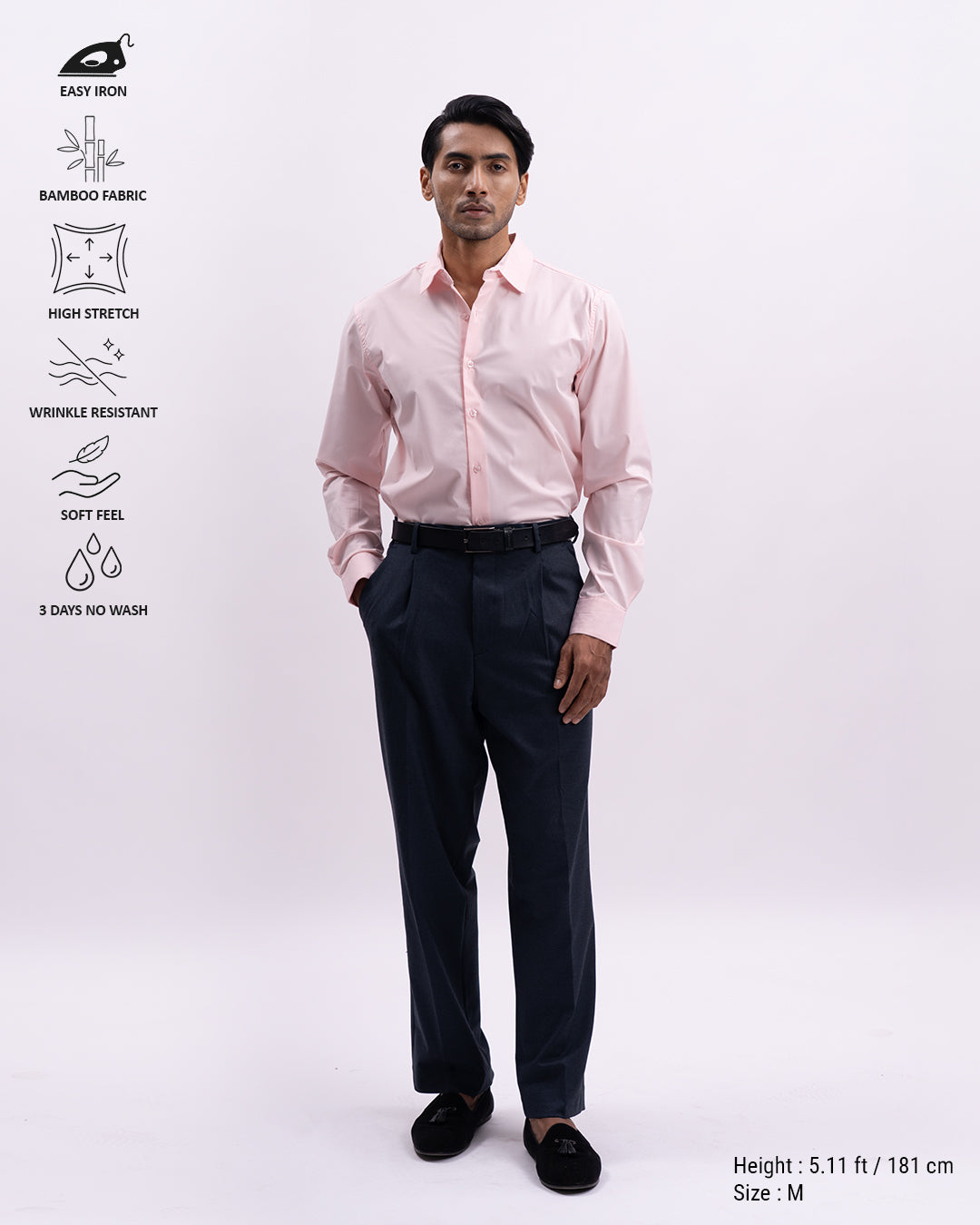 Easy Iron Bamboo Tailored Shirt In Pink