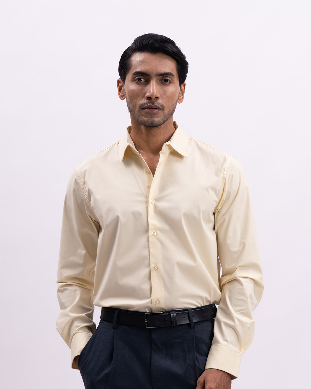 Easy Iron Bamboo Tailored Shirt In Yellow