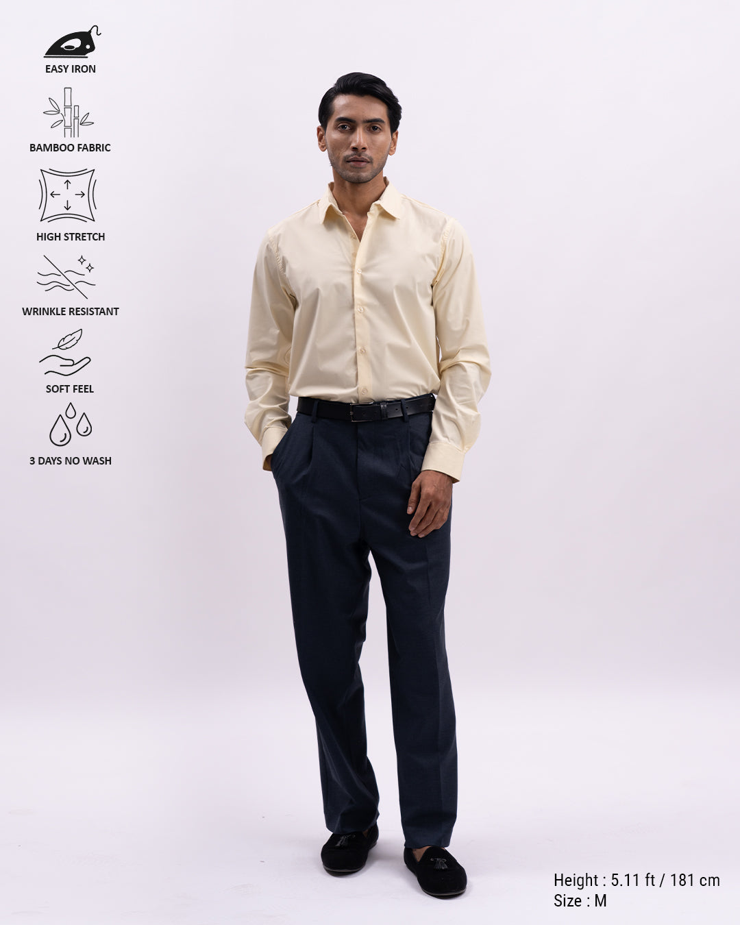 Easy Iron Bamboo Tailored Shirt In Yellow