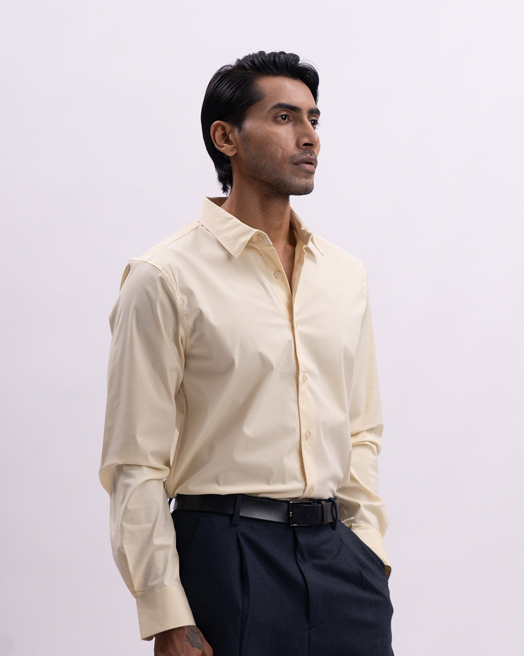 Easy Iron Bamboo Tailored Shirt In Yellow