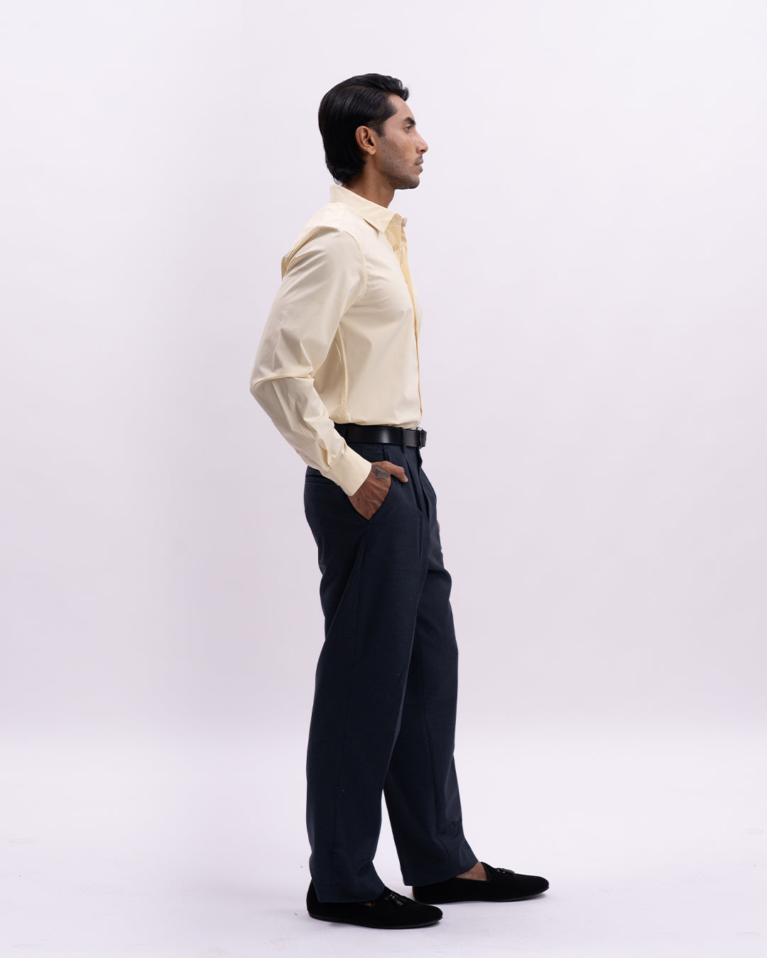 Easy Iron Bamboo Tailored Shirt In Yellow