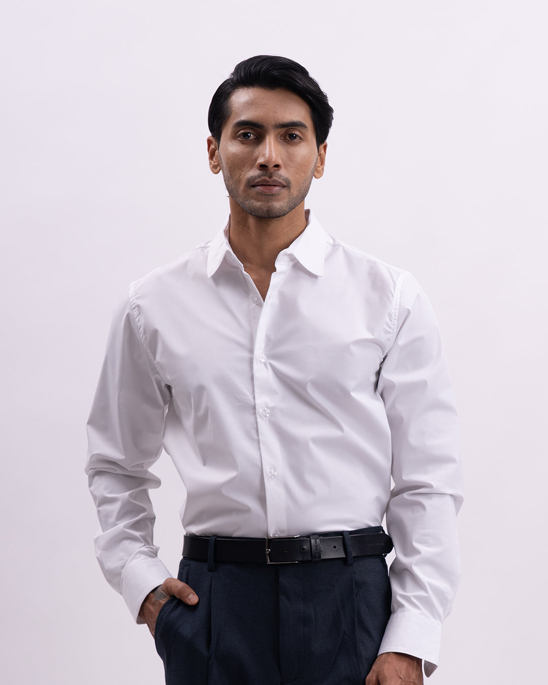 Easy Iron Bamboo Tailored Shirt In White