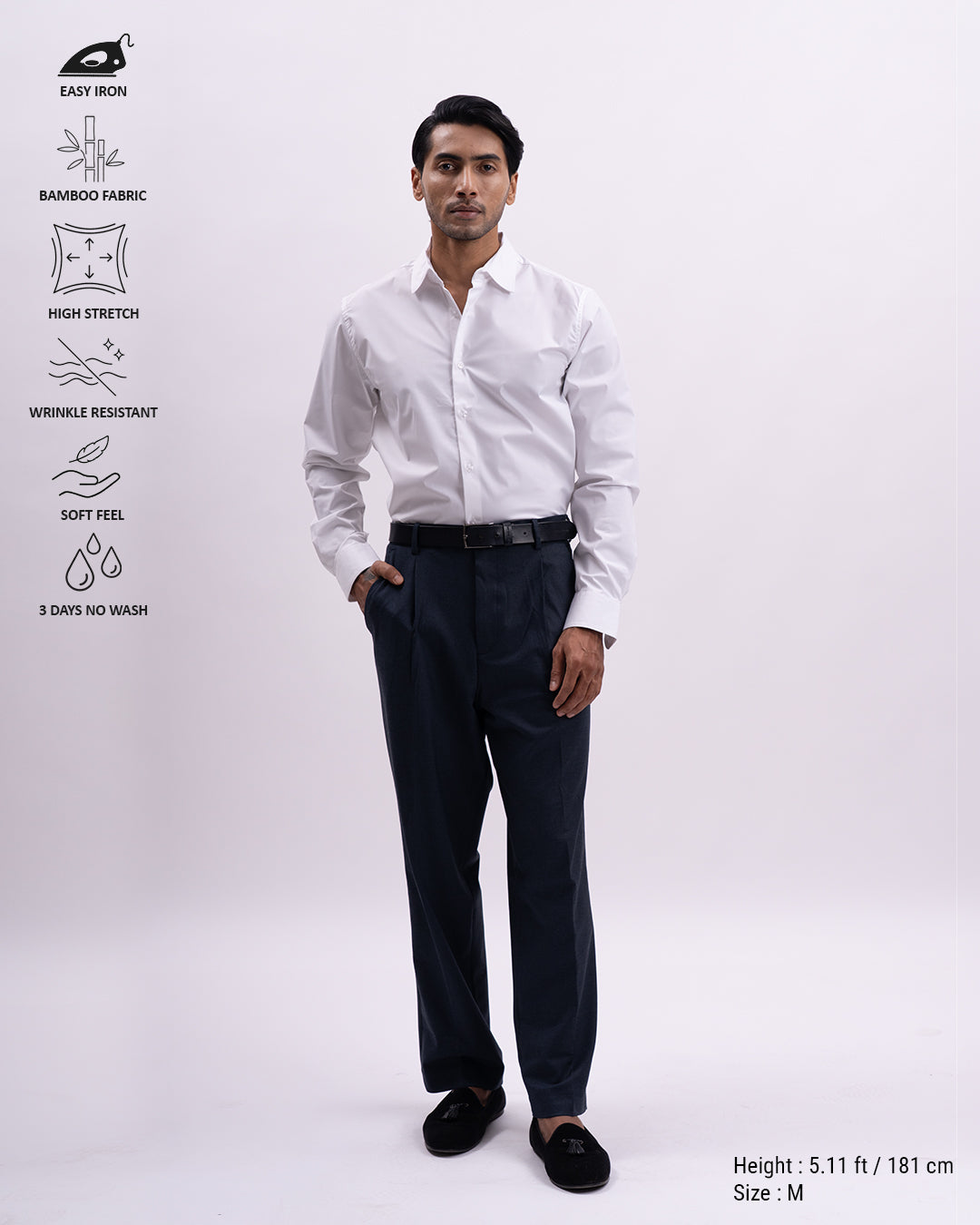 Easy Iron Bamboo Tailored Shirt In White