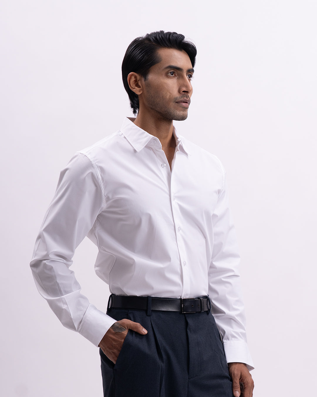 Easy Iron Bamboo Tailored Shirt In White