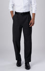 Easy Iron Striped Relaxed Trousers In Dark Grey
