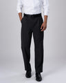 Easy Iron Striped Relaxed Trousers In Dark Grey