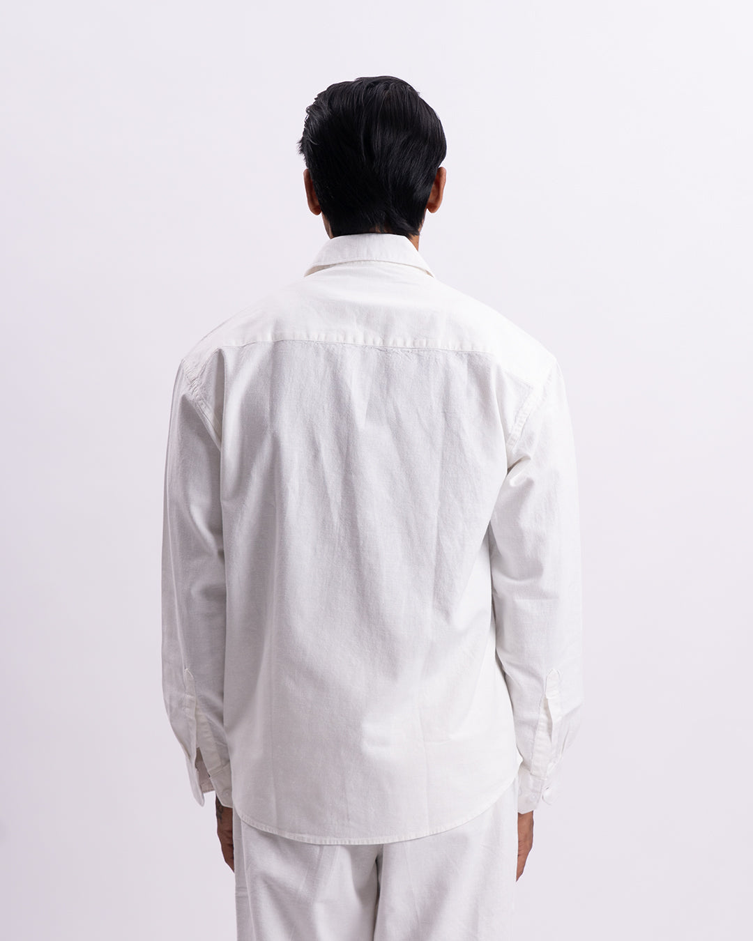 Linen Viscose Relaxed Shirt In White