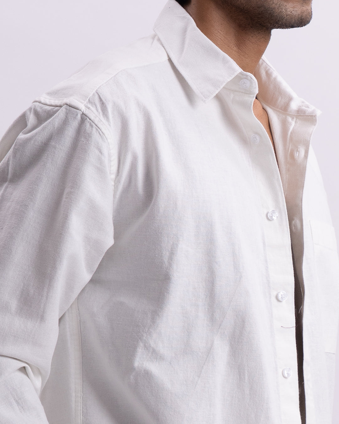 Linen Viscose Relaxed Shirt In White