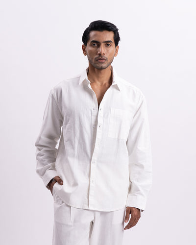 Linen Holiday Relaxed Shirt In White