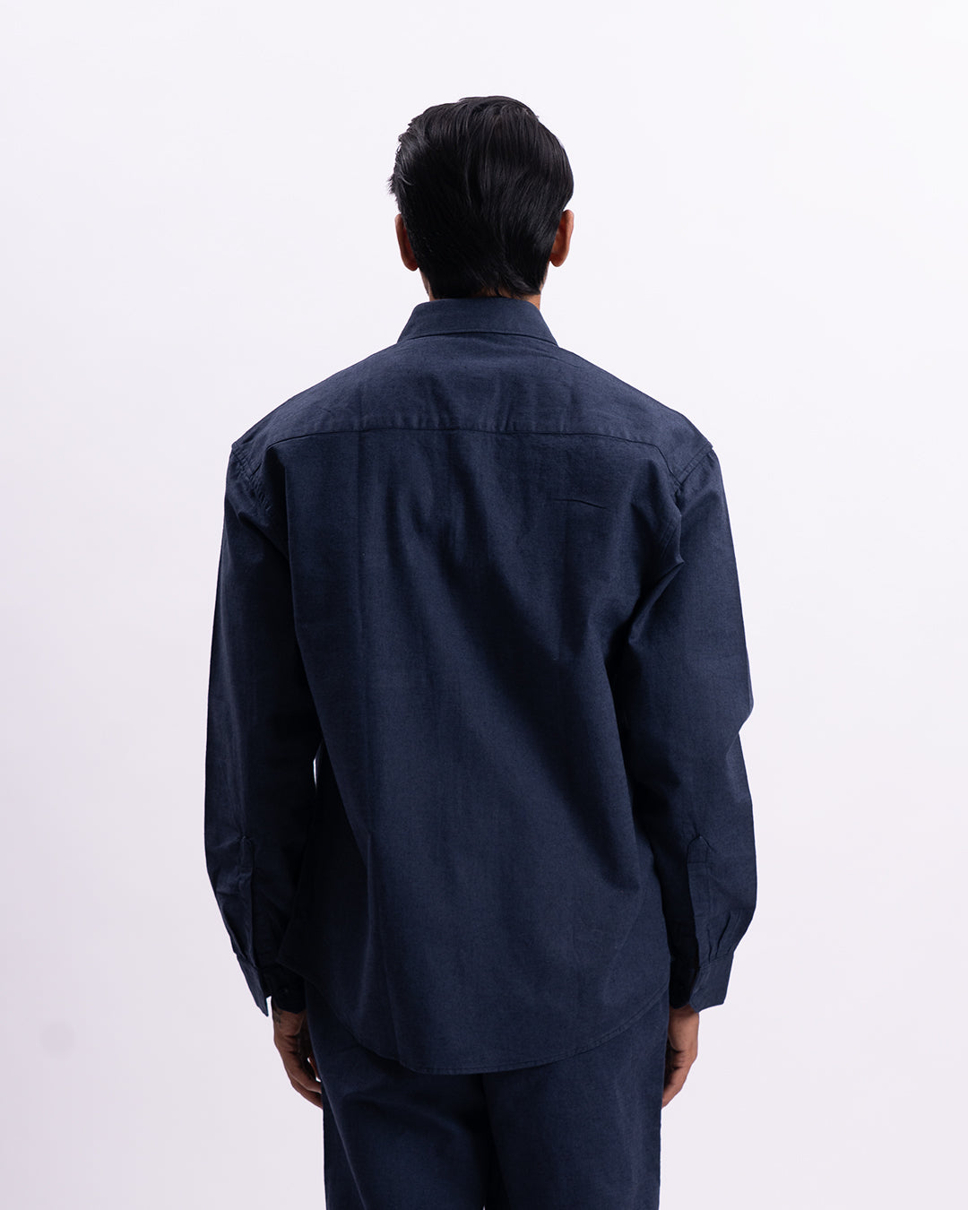 Linen Viscose Relaxed Shirt In Navy