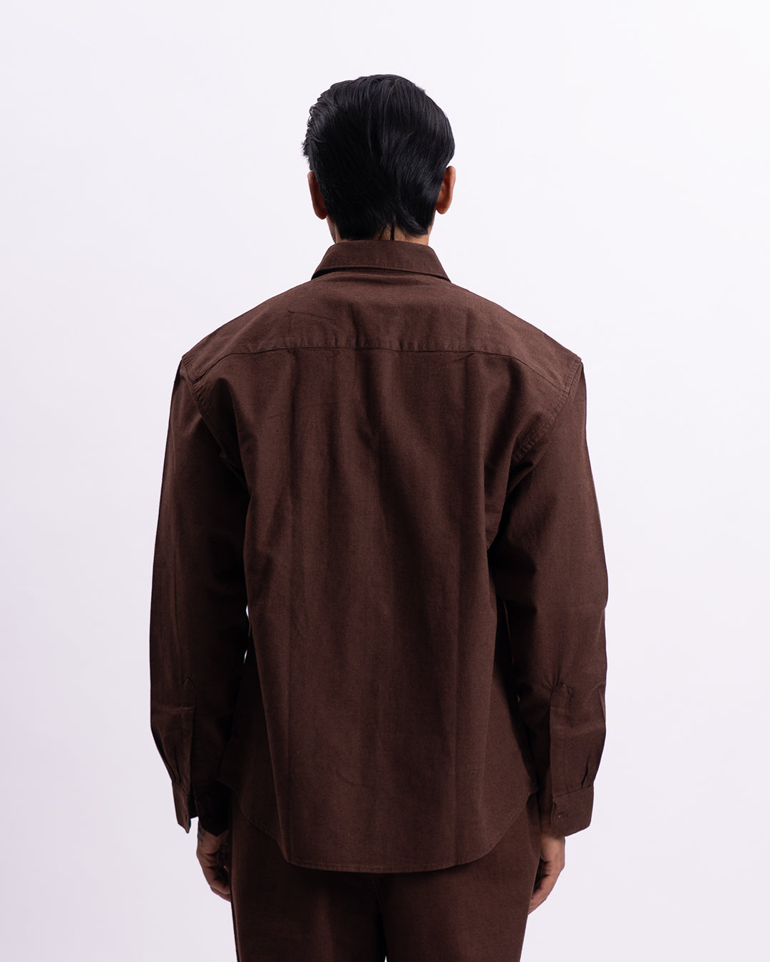 Linen Viscose Relaxed Shirt In Brown