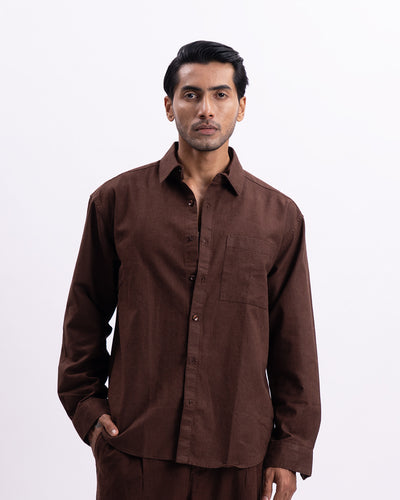 Linen Holiday Relaxed Shirt In Brown