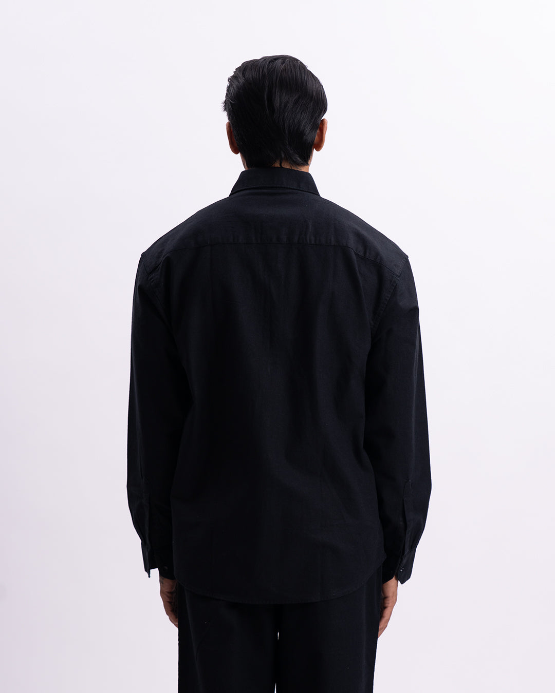 Linen Viscose Relaxed Shirt In Black