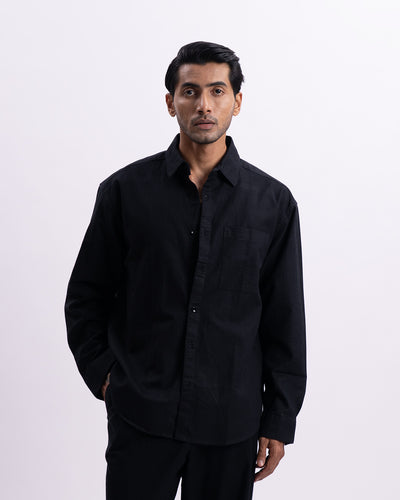 Linen Holiday Relaxed Shirt In Black
