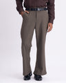 Easy Iron Bell Bottom Relaxed Trousers In Fur Brown