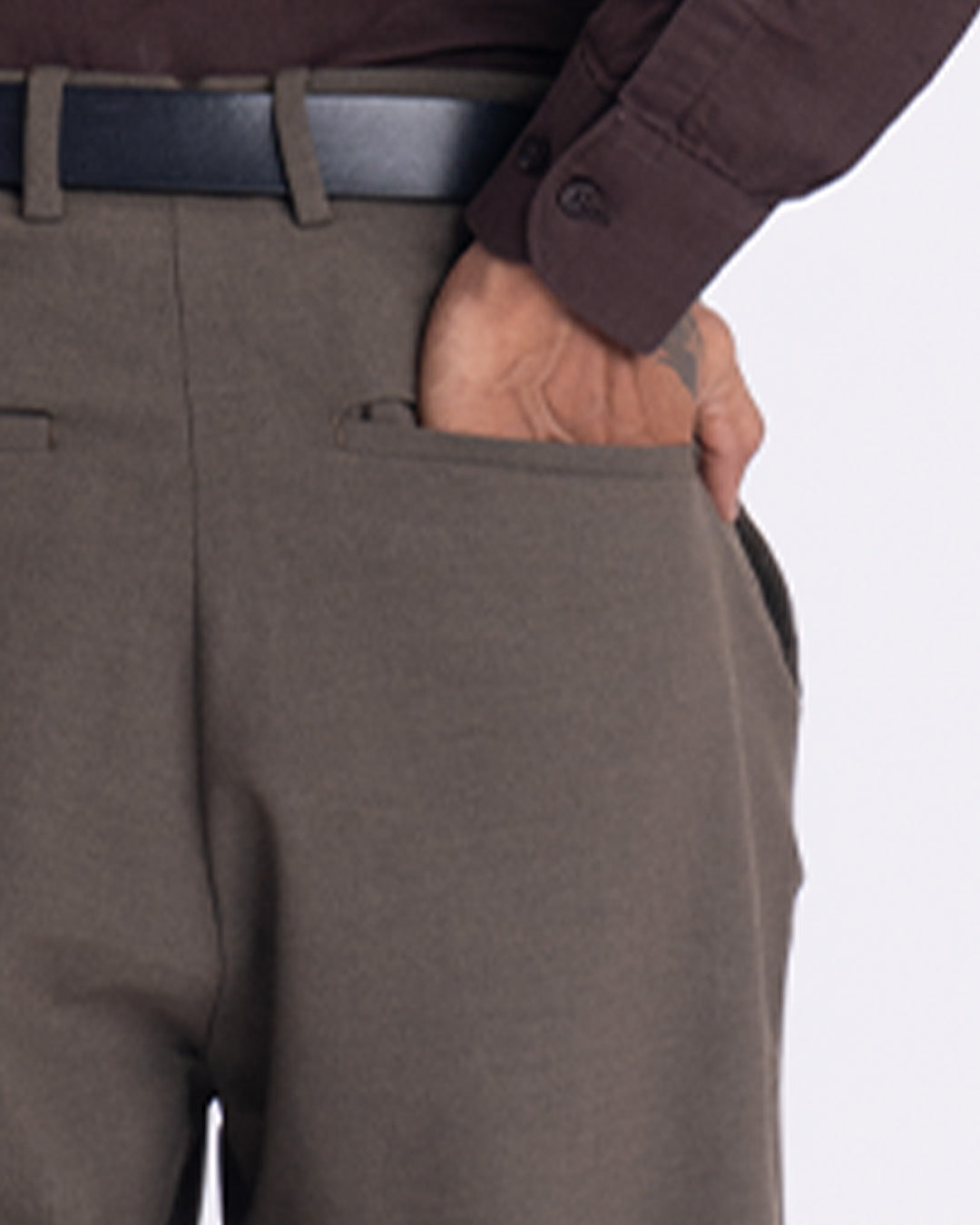 Easy Iron Bell Bottom Relaxed Trousers In Fur Brown