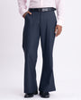 Easy Iron Bell Bottom Relaxed Trousers In Navy