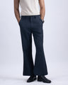 Easy Iron Bell Bottom Relaxed Trousers In Navy
