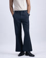 Easy Iron Bell Bottom Relaxed Trousers In Navy