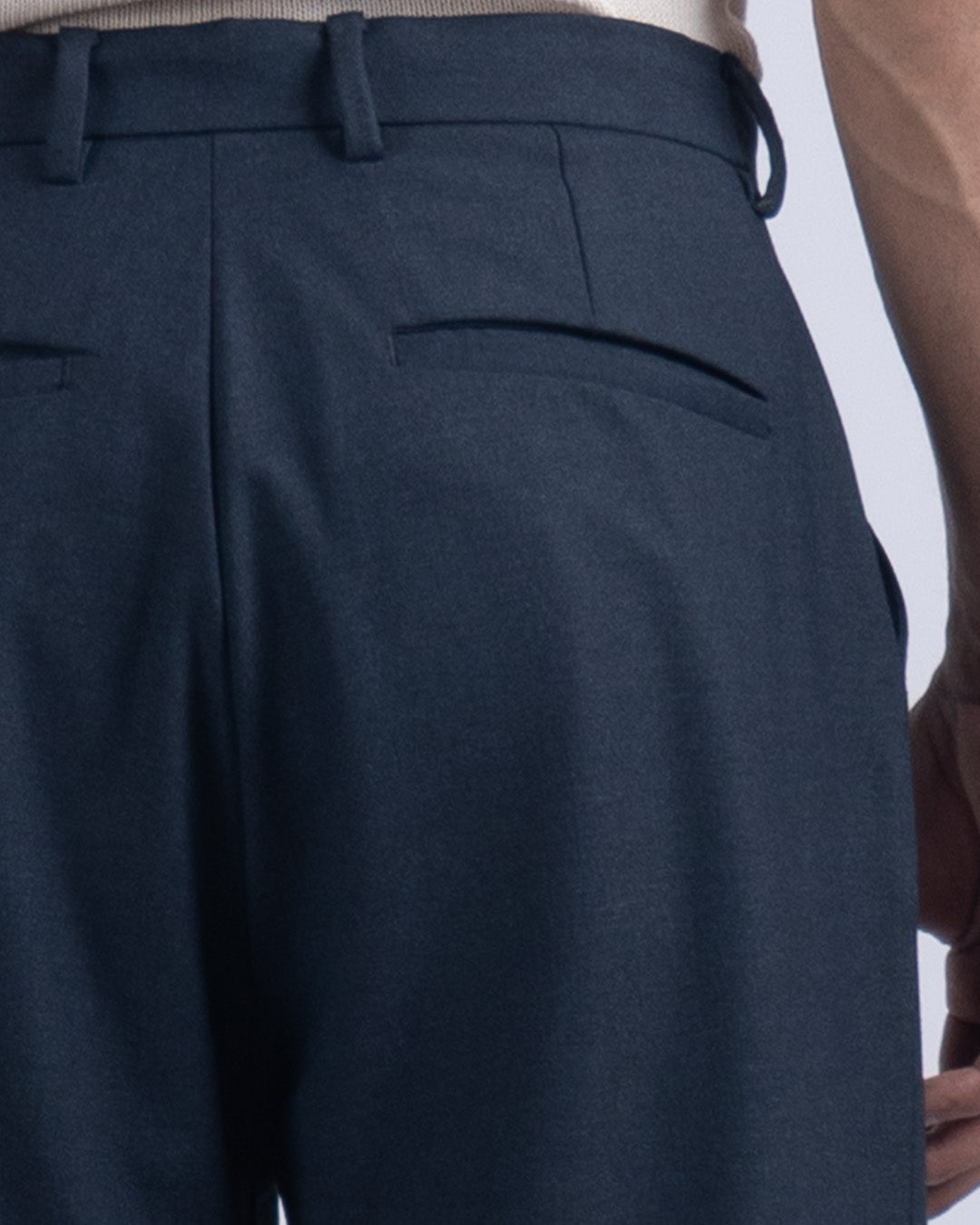 Easy Iron Bell Bottom Relaxed Trousers In Navy