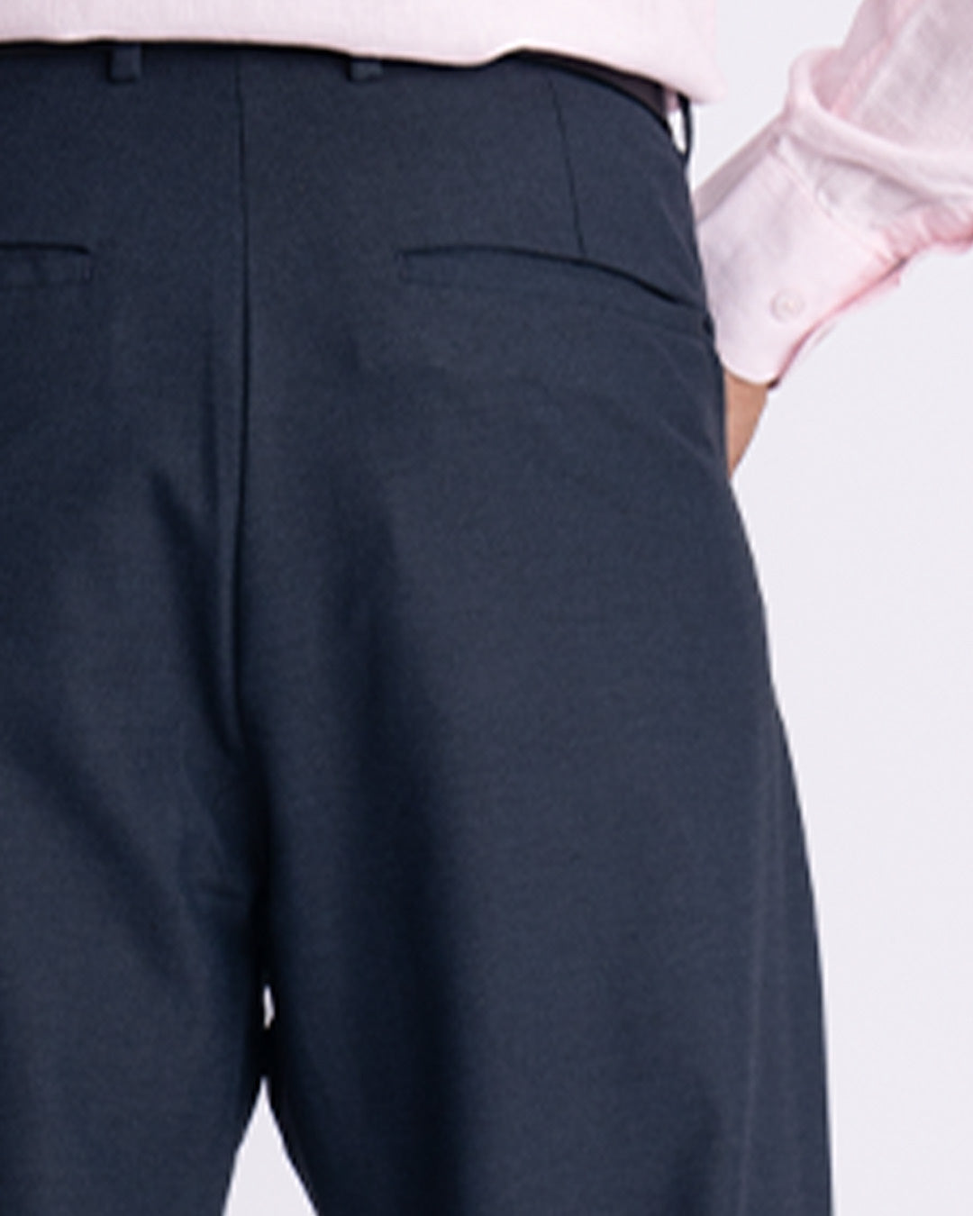 Easy Iron Bell Bottom Relaxed Trousers In Navy