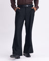 Easy Iron Bell Bottom Relaxed Trousers In Black