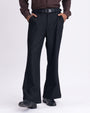 Easy Iron Bell Bottom Relaxed Trousers In Black