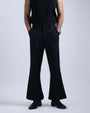 Easy Iron Bell Bottom Relaxed Trousers In Black