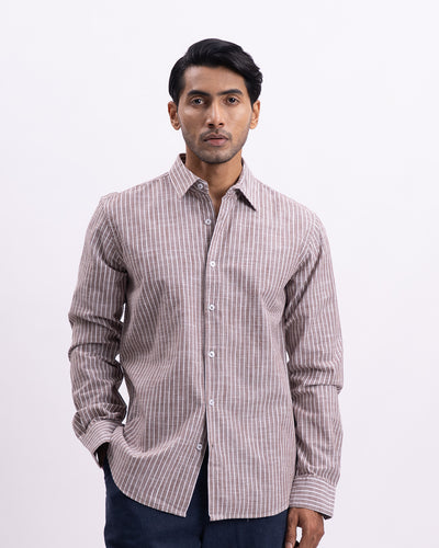 Airweave Striped Tailored Shirt In Light Brown