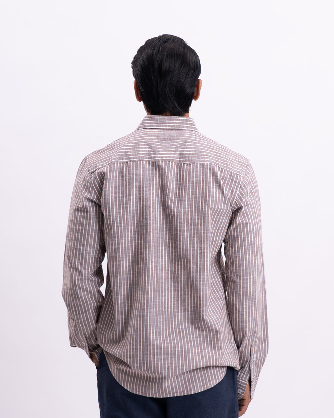 Airweave Striped Tailored Shirt In Light Brown