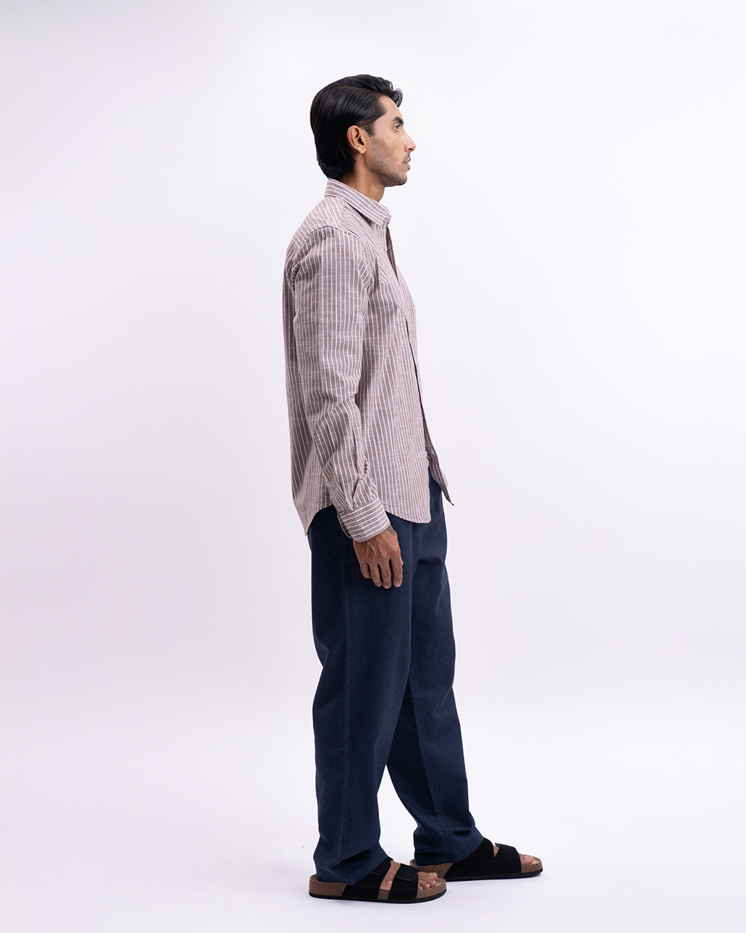 Airweave Striped Tailored Shirt In Light Brown
