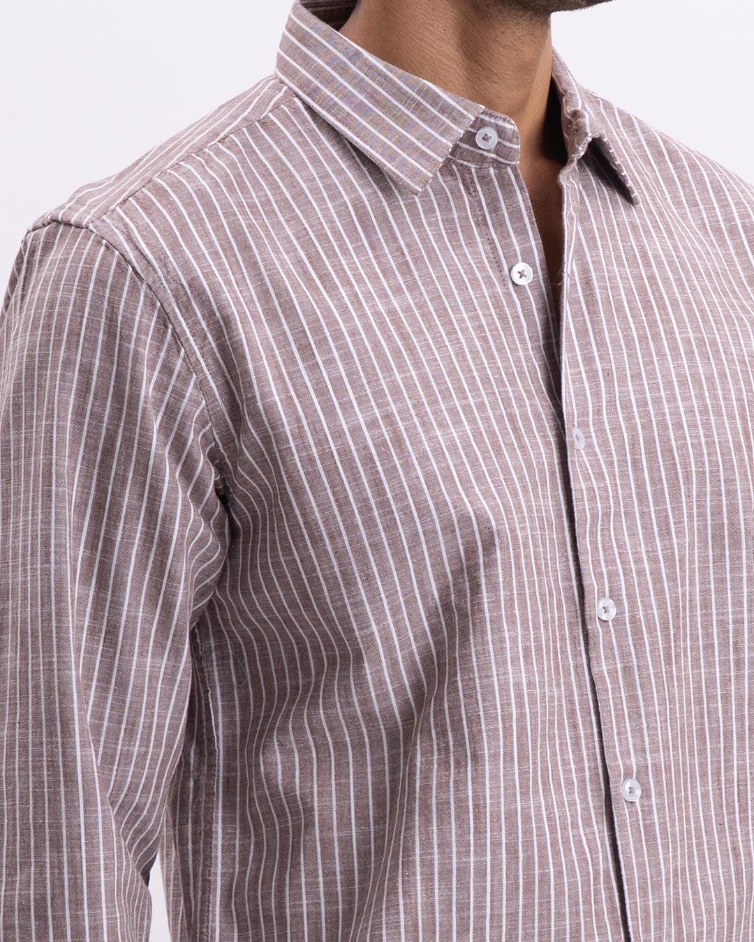 Airweave Striped Tailored Shirt In Light Brown