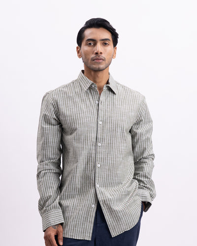 Airweave Striped Tailored Shirt In Pistachio