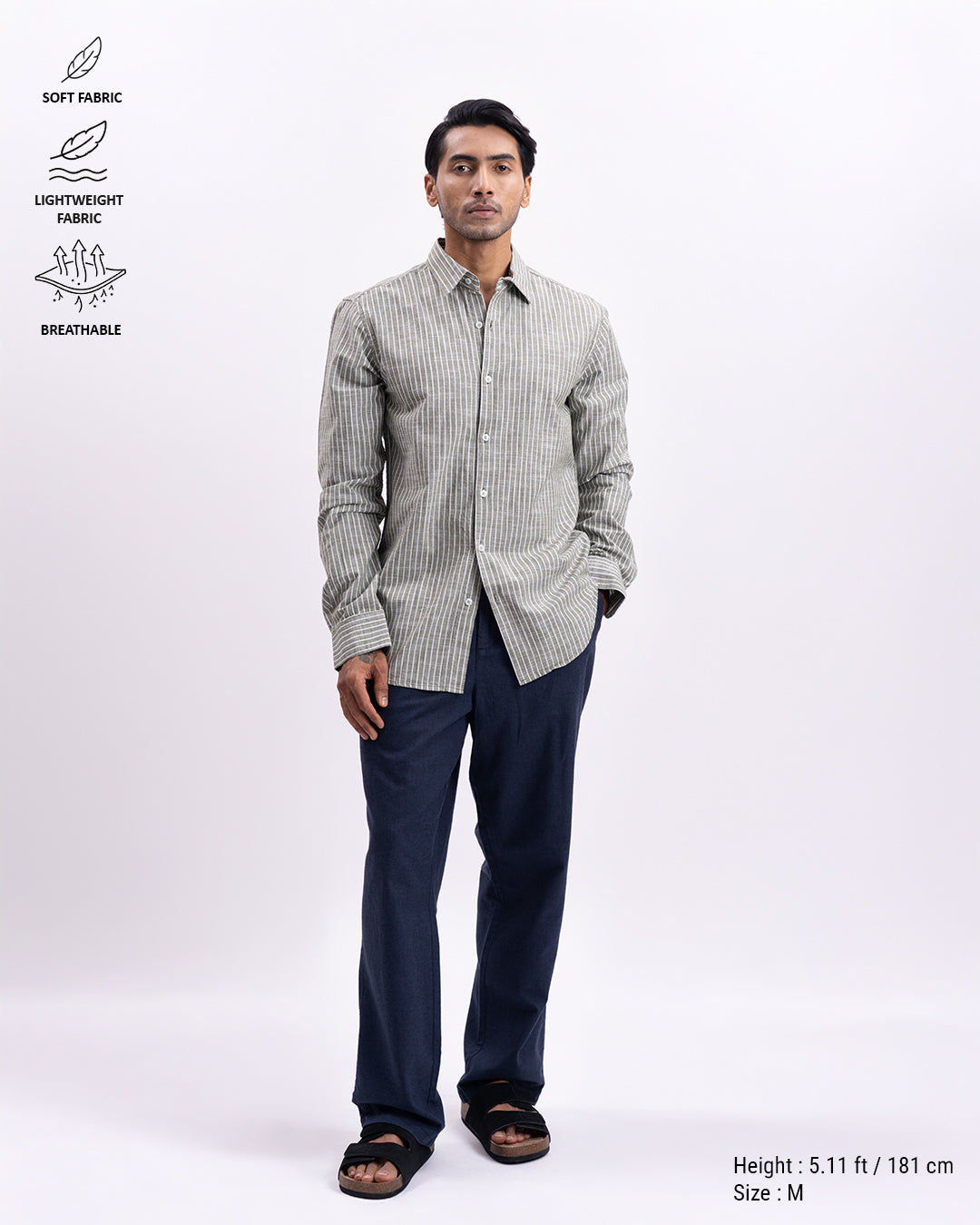 Airweave Striped Tailored Shirt In Pistachio