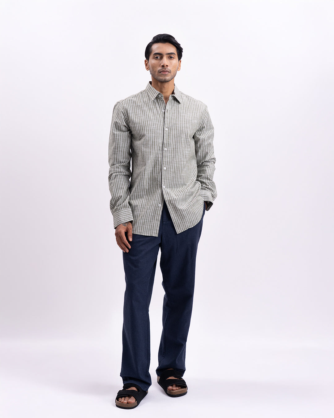 Airweave Striped Tailored Shirt In Pistachio